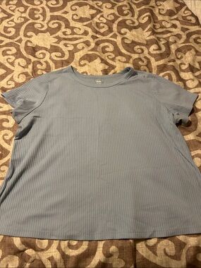 EVRI Light Blue Ribbed Short Sleeve Top